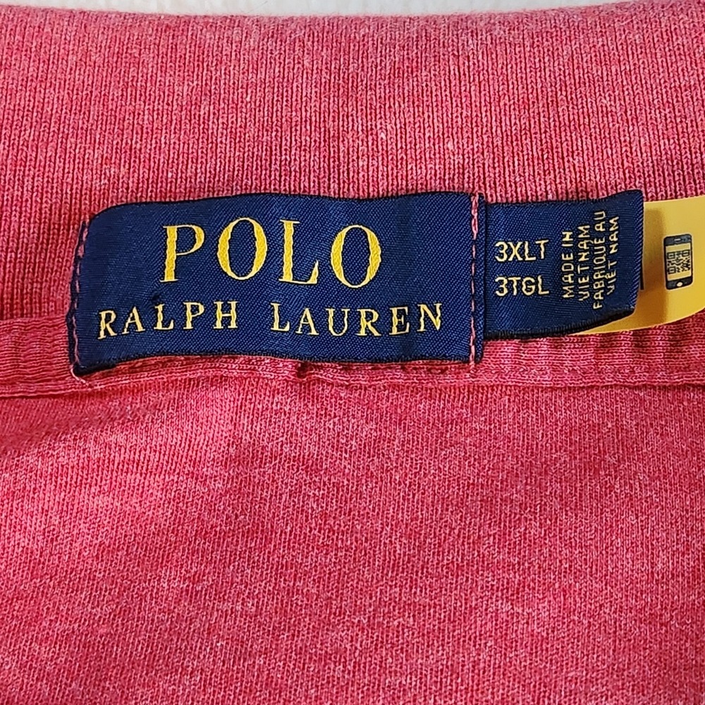 RALPH LAUREN Polo Shirt Mens 3XLT Big Tall Red Pink Short Sleeve Flesh Pony - Picture 4 of 8